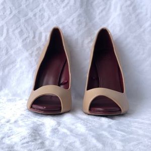 Zara II Peep Toe Leather Pumps